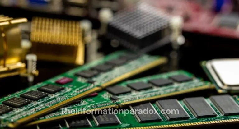 Компютърни компоненти – RAM памет, SSD диск и CPU процесор, подредени на бюро